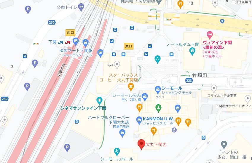 ミュゼプラチナム大丸下関店の周辺地図
