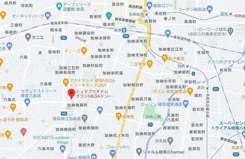 ミュゼプラチナムグランMEGAドン･キホーテUNY岐阜店の周辺地図