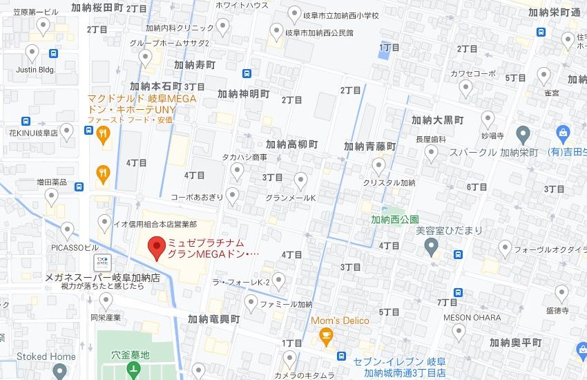 ミュゼプラチナムグランMEGAドン･キホーテUNY岐阜店の周辺地図