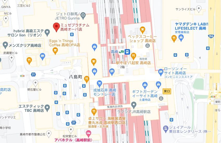 ミュゼプラチナム高崎オーパ店の周辺地図