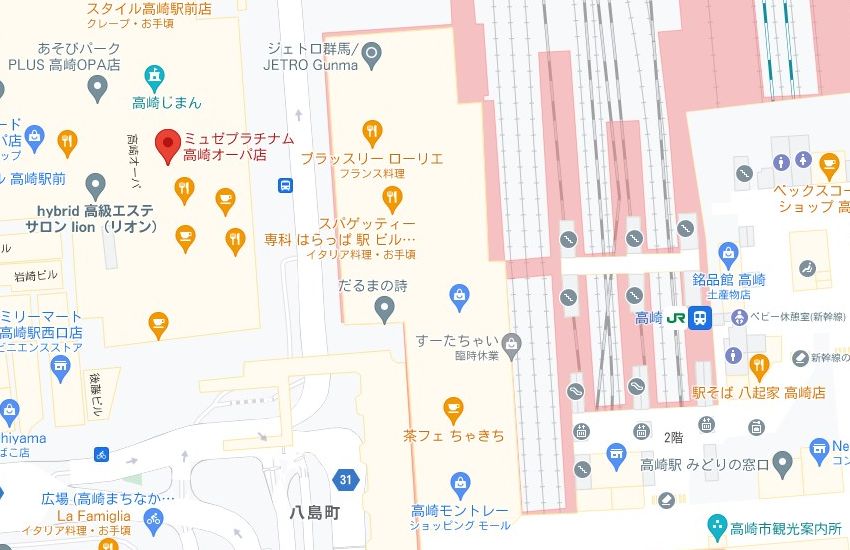 ミュゼプラチナム高崎オーパ店の周辺地図