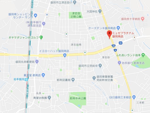 ミュゼプラチナム盛岡南店地図