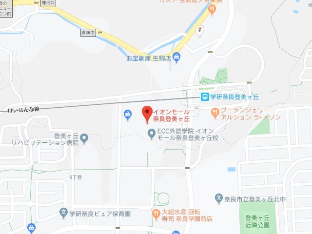 ミュゼプラチナムイオンモール奈良登美ヶ丘店地図