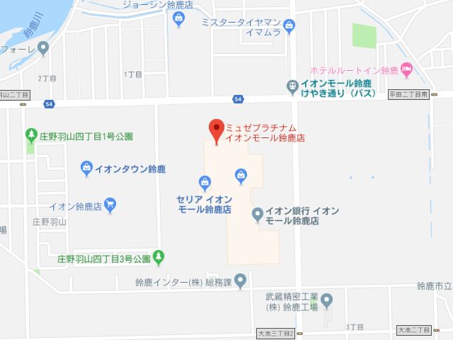 ミュゼプラチナムイオンモール鈴鹿店地図