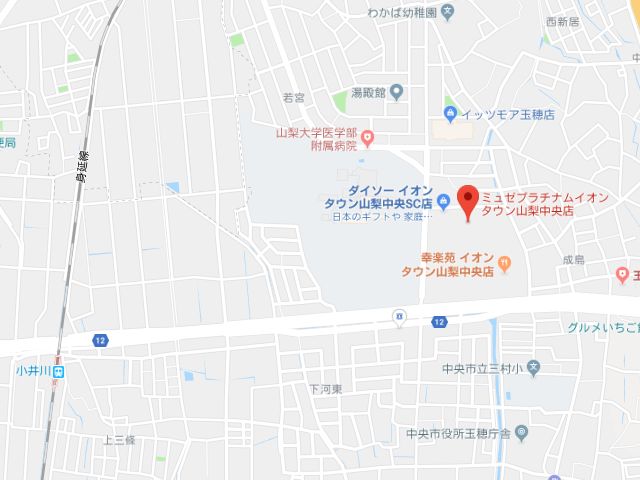 ミュゼプラチナムイオンタウン山梨中央店地図