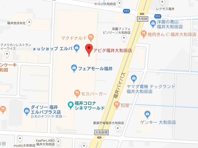ミュゼプラチナムアピタ福井大和田店地図