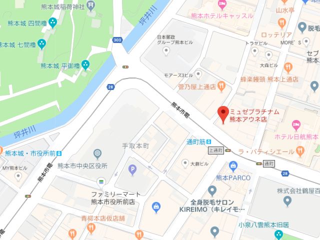 ミュゼプラチナム熊本アウネ店地図