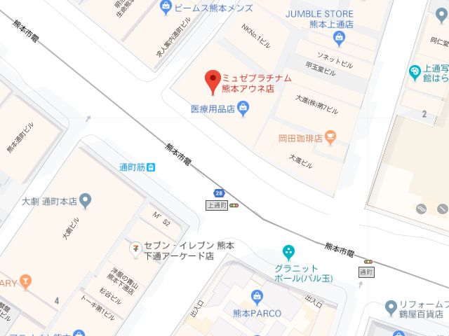 ミュゼプラチナム熊本アウネ店地図