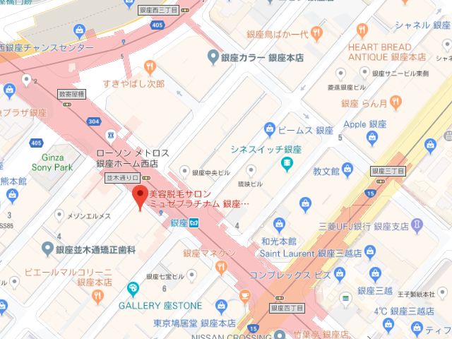 ミュゼプラチナム銀座並木通り店地図