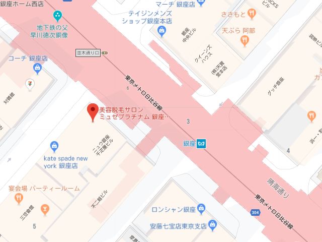 ミュゼプラチナム銀座並木通り店地図