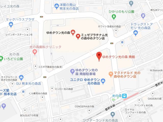 ミュゼプラチナム光の森ゆめタウン店地図