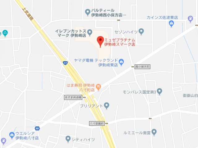 ミュゼプラチナム伊勢崎スマーク店地図