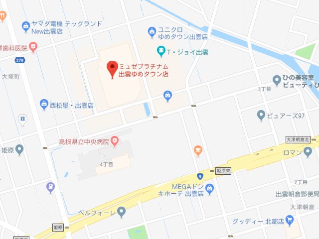 ミュゼプラチナム出雲ゆめタウン店地図
