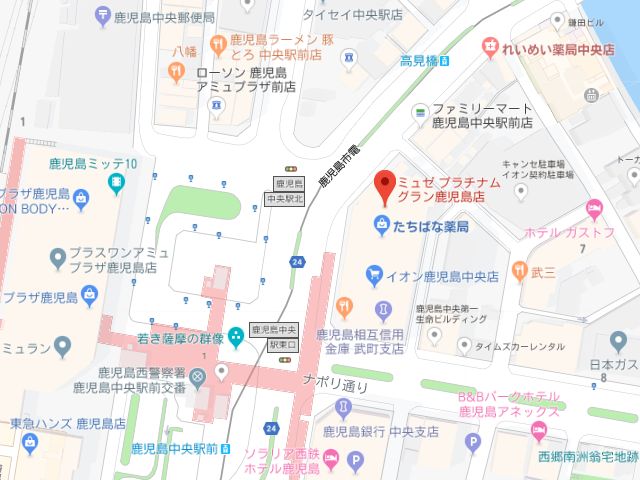 ミュゼプラチナムグラン鹿児島店地図