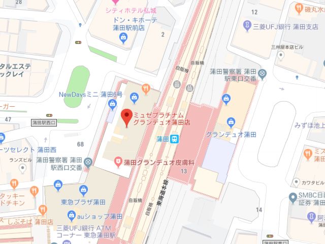 ミュゼプラチナムグランデュオ蒲田店地図