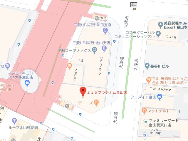 ミュゼプラチナム金山店地図
