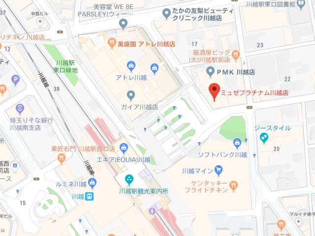 ミュゼプラチナム川越店地図