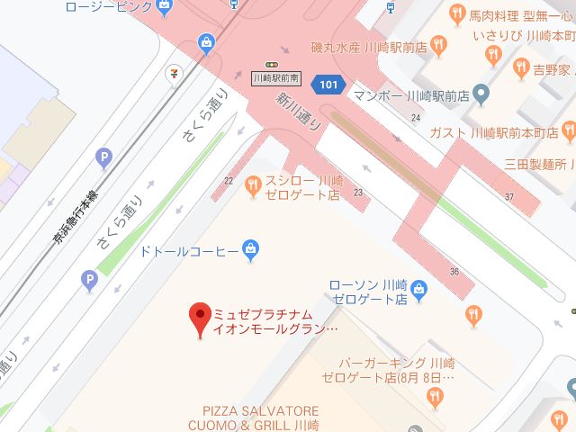 ミュゼプラチナムグラン川崎ゼロゲート店地図