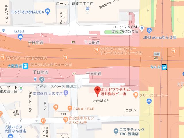 ミュゼプラチナム近鉄難波駅前店地図