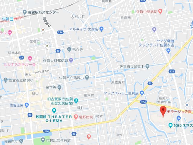 ミュゼプラチナムモラージュ佐賀店地図