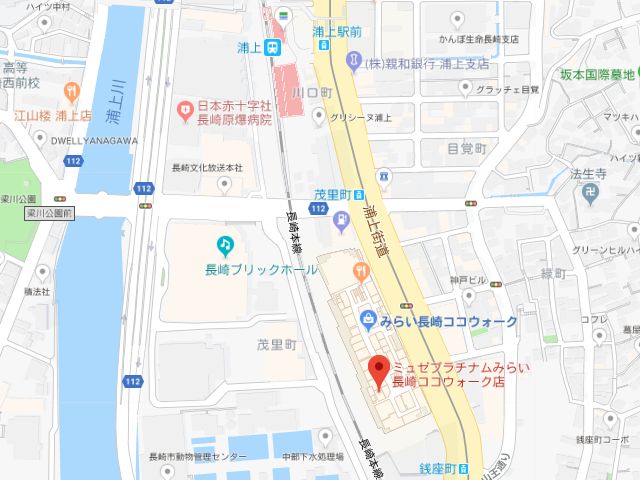 ミュゼプラチナムみらい長崎ココウォーク店地図