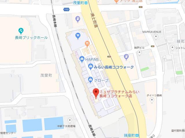 ミュゼプラチナムみらい長崎ココウォーク店地図