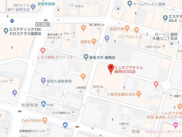 ミュゼプラチナム盛岡MOSS店地図