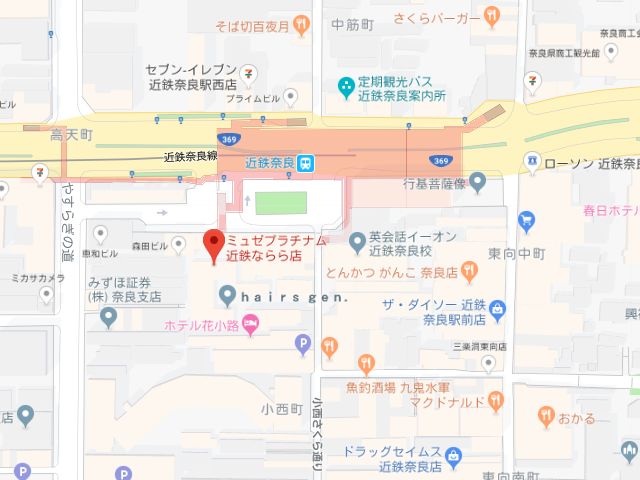 ミュゼプラチナム近鉄ならら店地図