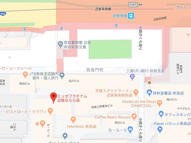 ミュゼプラチナム近鉄ならら店地図