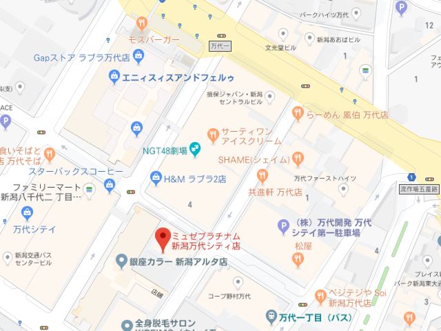 ミュゼプラチナム新潟万代シティ店地図