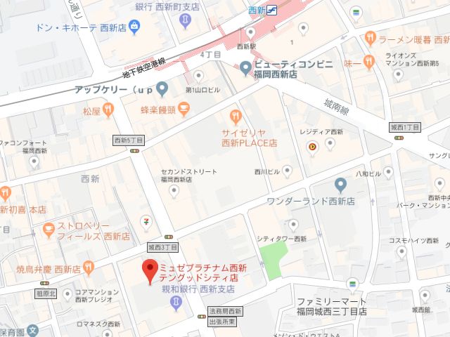 ミュゼプラチナム西新テングッドシティ店地図