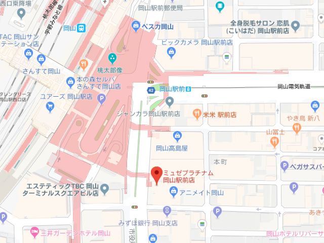ミュゼプラチナム岡山駅前店地図