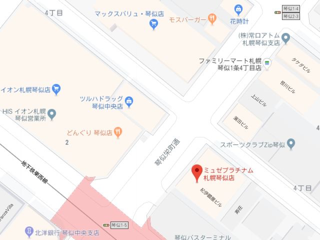 ミュゼプラチナム札幌琴似店地図