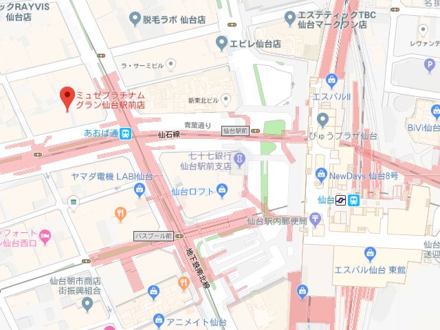 ミュゼプラチナムグラン仙台駅前店地図