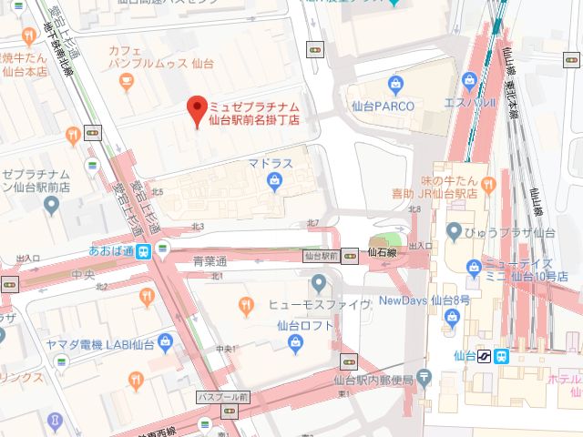 ミュゼプラチナム仙台駅前名掛丁店地図