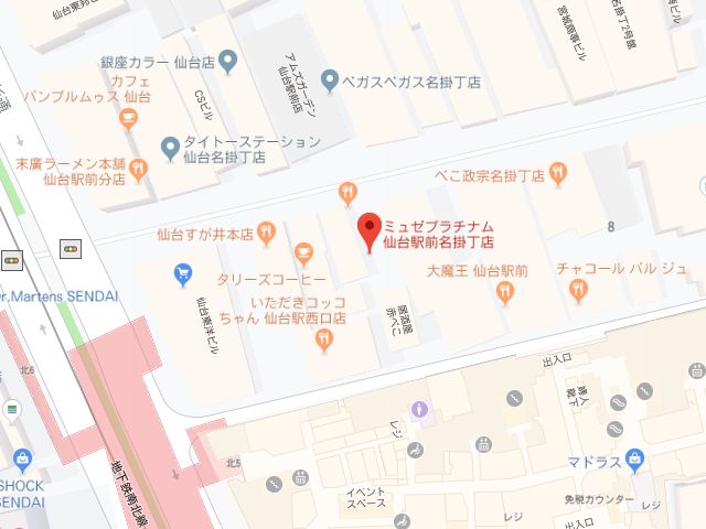 ミュゼプラチナム仙台駅前名掛丁店地図