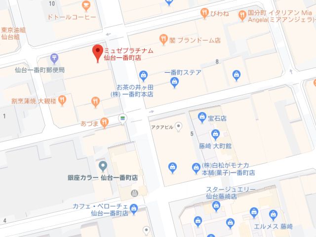 ミュゼプラチナム仙台一番町店地図