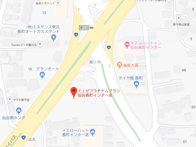 ミュゼプラチナムグラン仙台長町インター店地図