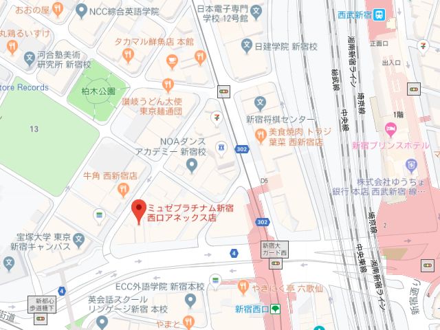 ミュゼプラチナム新宿西口アネックス店地図