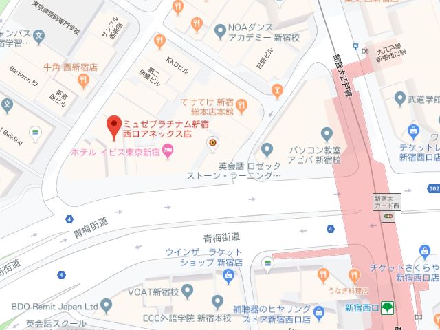 ミュゼプラチナム新宿西口アネックス店地図