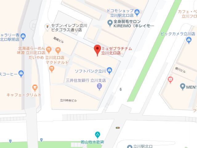 ミュゼプラチナム立川北口店地図