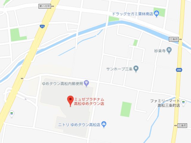 ミュゼプラチナム高松ゆめタウン店地図