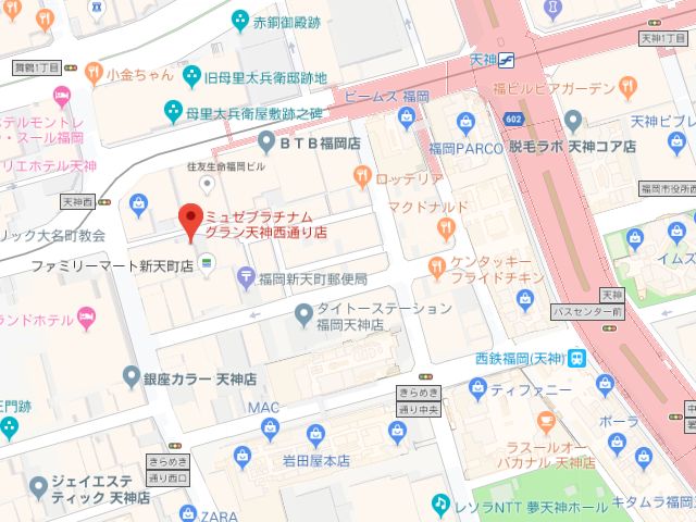 ミュゼプラチナムグラン天神西通り店地図