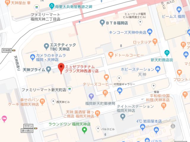 ミュゼプラチナムグラン天神西通り店地図