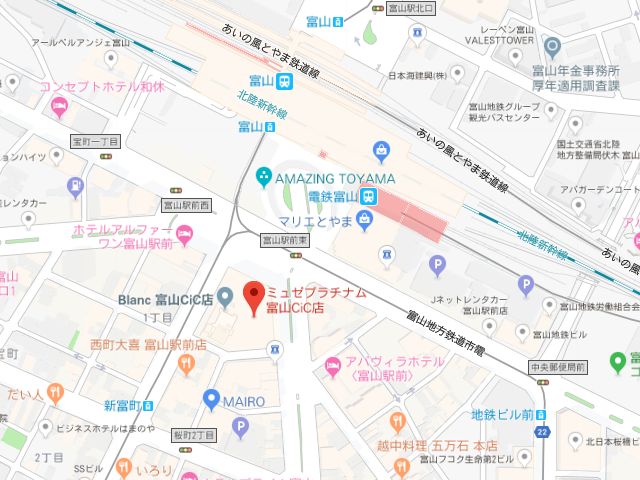 ミュゼプラチナム富山CiC店地図