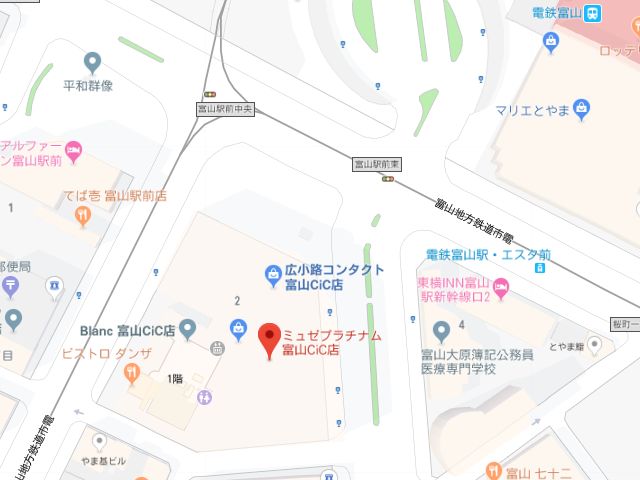 ミュゼプラチナム富山CiC店地図