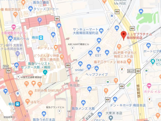 ミュゼプラチナム梅田駅前店地図