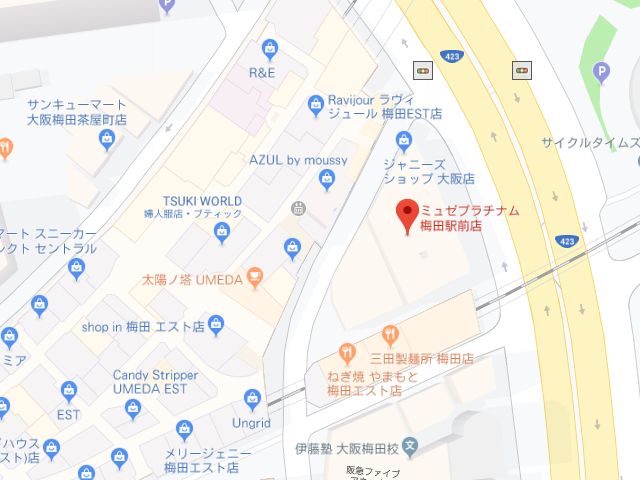ミュゼプラチナム梅田駅前店地図