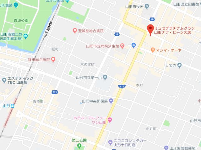 ミュゼプラチナムグラン山形ナナビーンズ店地図