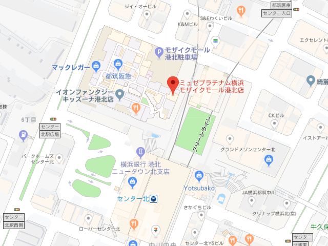 ミュゼプラチナム横浜モザイクモール港北店地図
